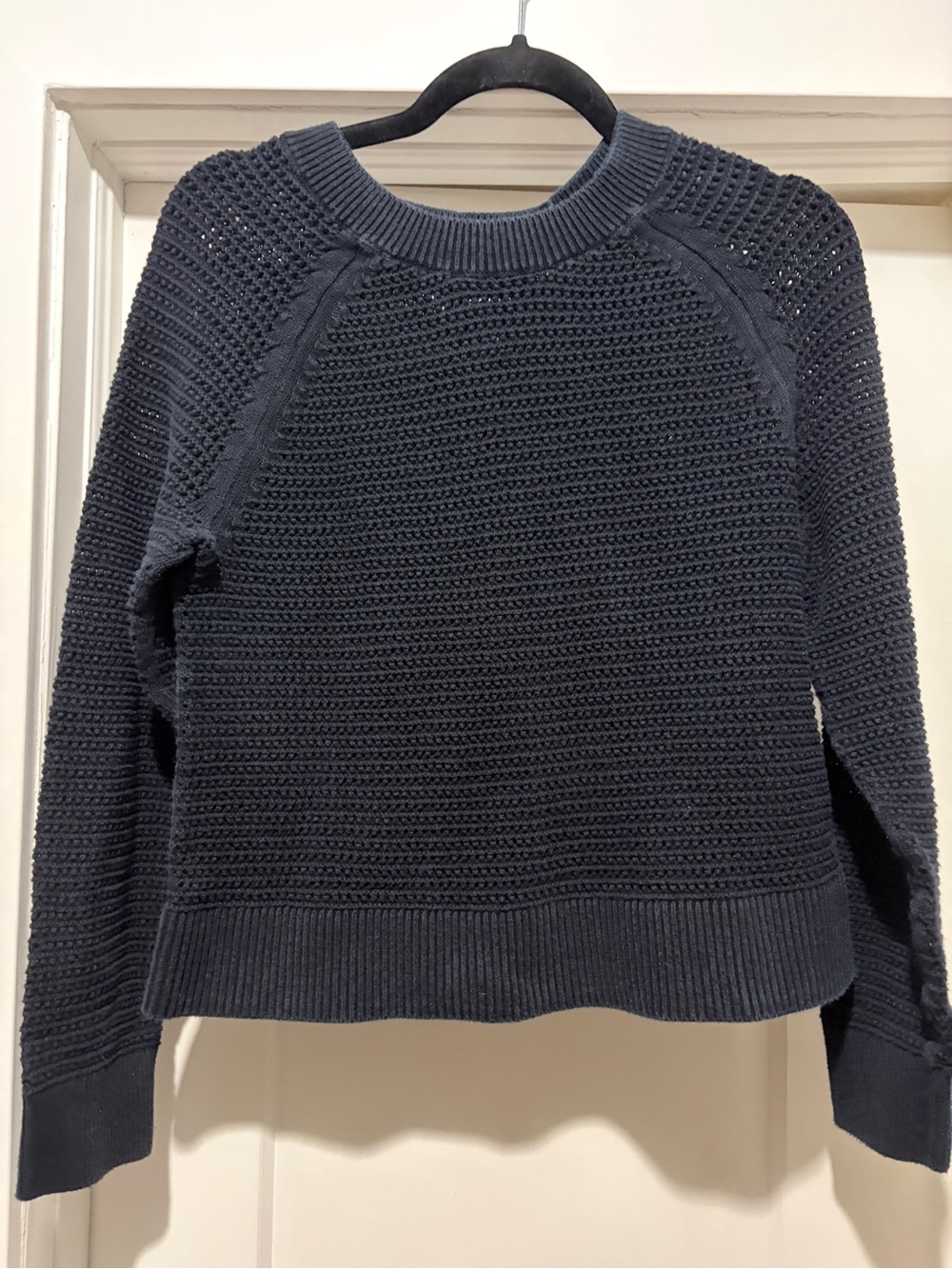 Banana Republic Black Textured Crewneck Sweater